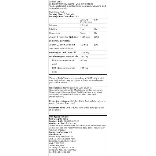 280mg - 250 mini softgels