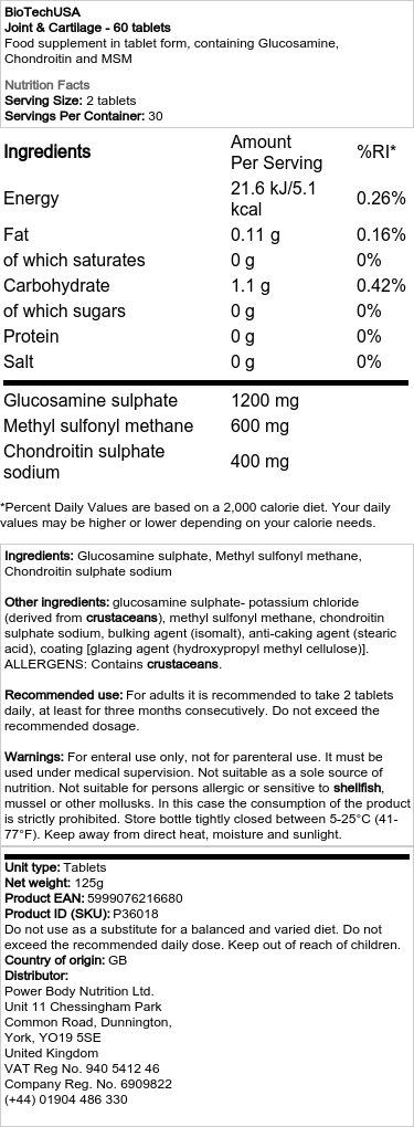 Joint & Cartilage - 60 tablets - Image 2
