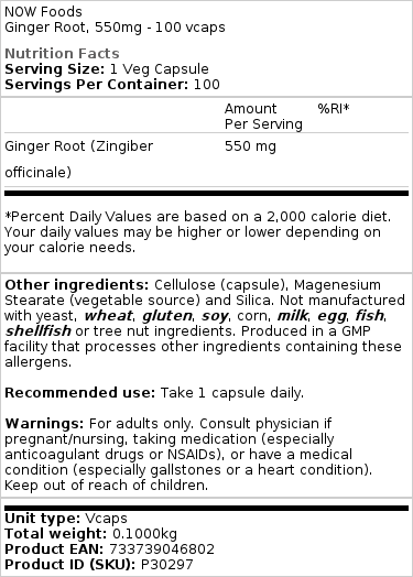 Gyömbérgyökér kivonat, 550mg - 100 kapszula - Image 2