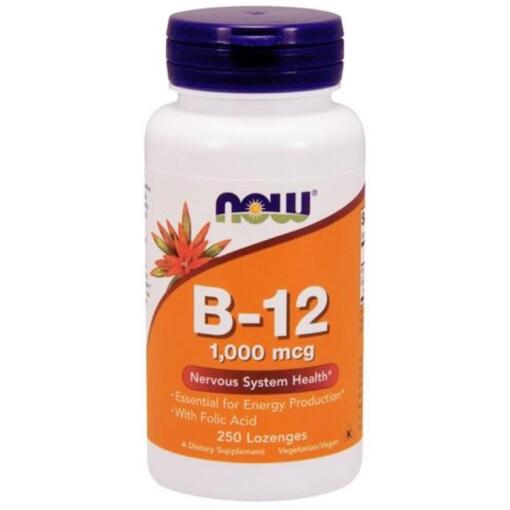 NOW Foods - Vitamin B-12 with Folic Acid 1000mcg - 250 lozenges