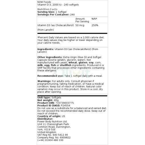 2000 IU - 240 softgels