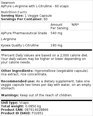 ajipure l-arginin l-citrullinnal - 60 vkapszulák - Image 2
