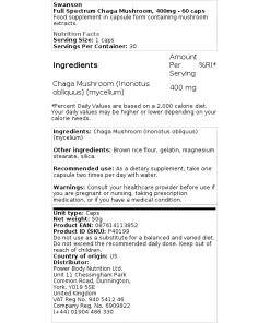 Swanson - Full Spectrum Chaga Mushroom