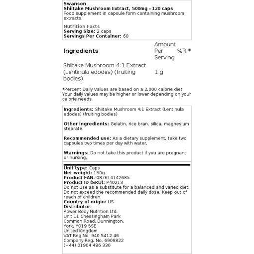 Swanson - Shiitake Mushroom Extract