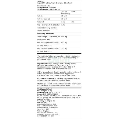 Swanson - Triple Strength Super EPA & DHA