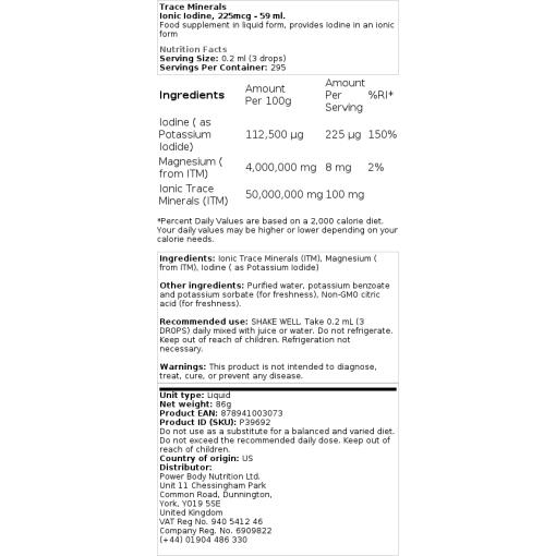 Trace Minerals - Ionic Iodine