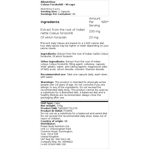 Allnutrition - Coleus Forskohlii - 90 caps