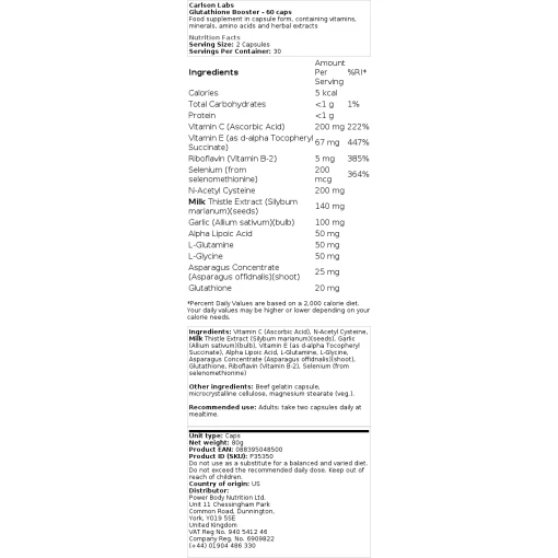 Carlson Labs - Glutathione Booster - 60 caps