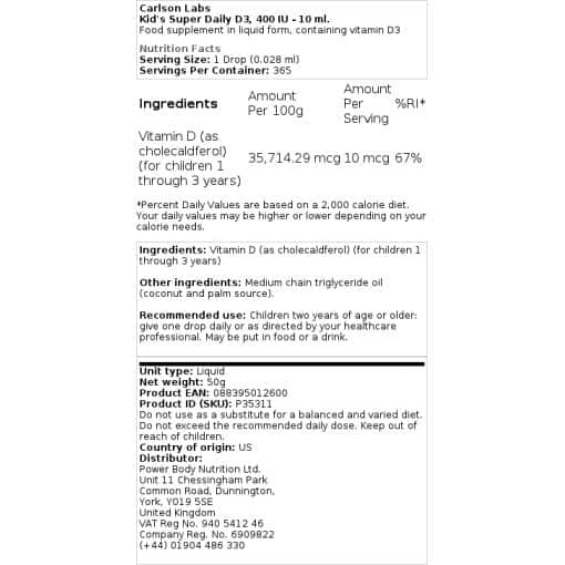 Carlson Labs - Kid's Super Daily D3