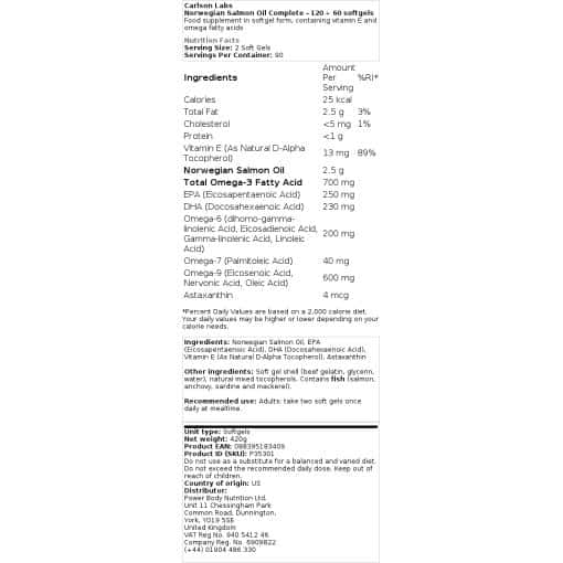 Carlson Labs - Νορβηγικό έλαιο σολομού Complete - 120 + 60 softgels