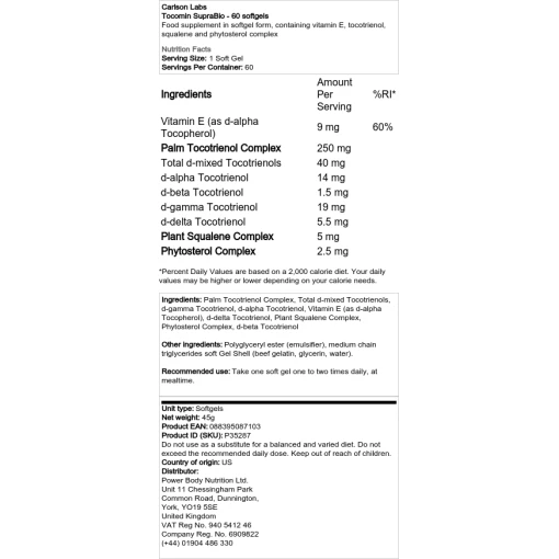 Carlson Labs - Tocomin SupraBio - 60 softgels