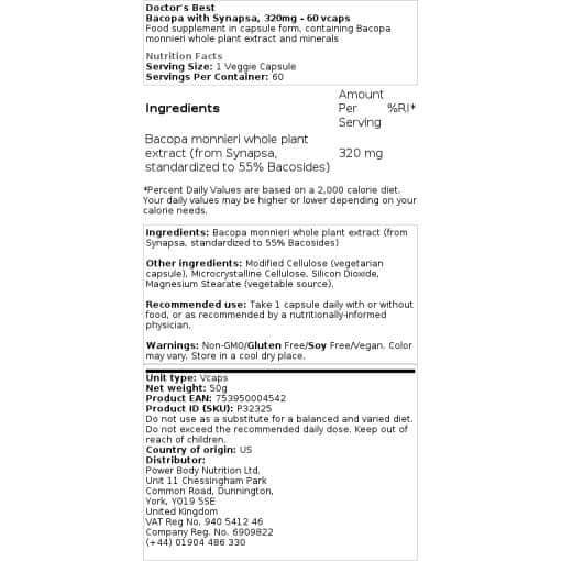 Doctor's Best - Bacopa με Synapsa