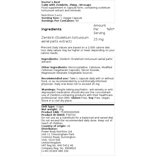 Doctor's Best - Ηρεμία με Zembrin