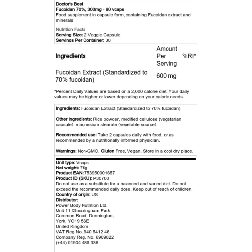 Doctor's Best - Fucoidan 70%