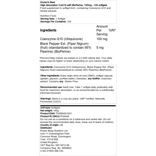 Doctor's Best - CoQ10 υψηλής απορρόφησης με BioPerine