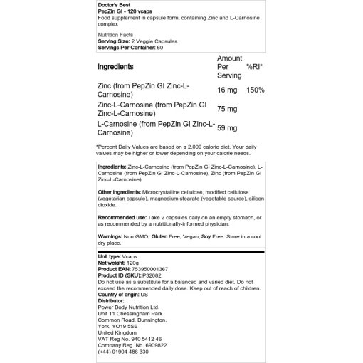 Doctor's Best - PepZin GI - 120 vcaps