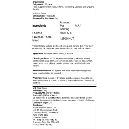 Enzymedica - DairyAssist - 30 κάψουλες