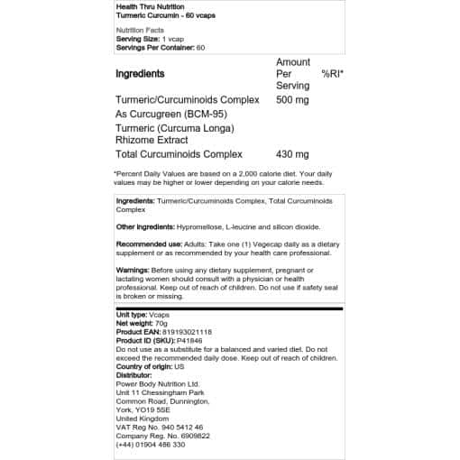Health Thru Nutrition - Κουρκουμίνη κουρκουμά
