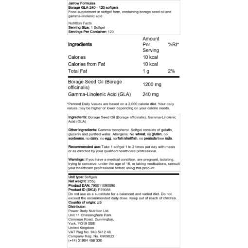 Jarrow Formulas - Borage GLA-240 - 120 softgels
