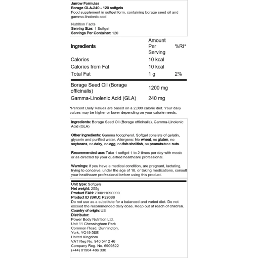 Jarrow Formulas - Borage GLA-240 - 120 softgels
