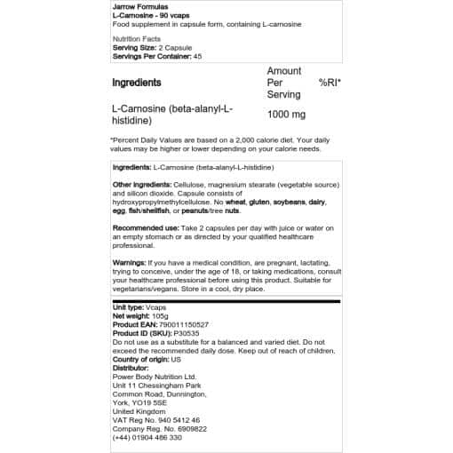 Jarrow Formulas - L-Carnosine - 90 vcaps