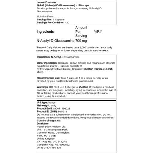 Jarrow Formulas - N-A-G (N-Acetyl-D-Glucosamine) - 120 vcaps