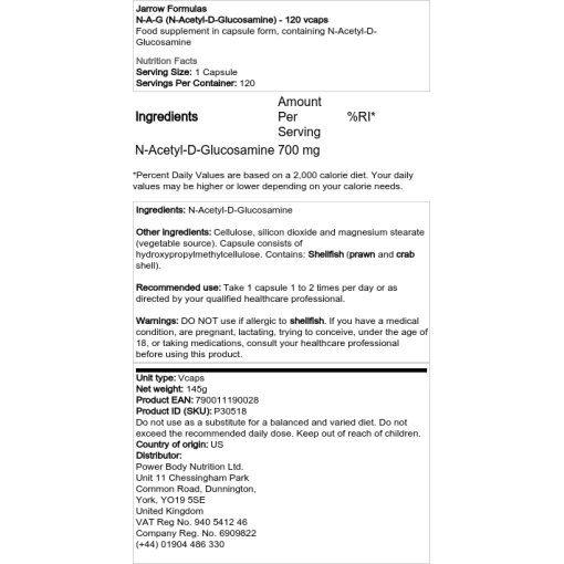 Jarrow Formulas - N-A-G (N-Acetyl-D-Glucosamine) - 120 vcaps