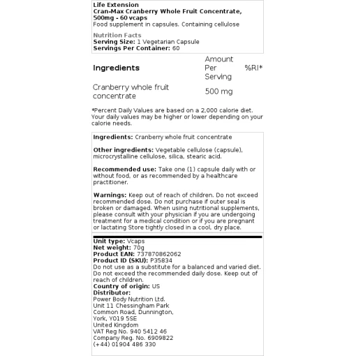 Life Extension - Cran-Max Cranberry Whole Fruit Concentrate