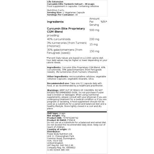 Επέκταση της ζωής - Curcumin Elite Turmeric Extract