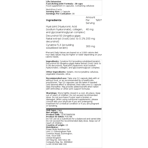 Life Extension - Fast-Acting Joint Formula - 30 κάψουλες