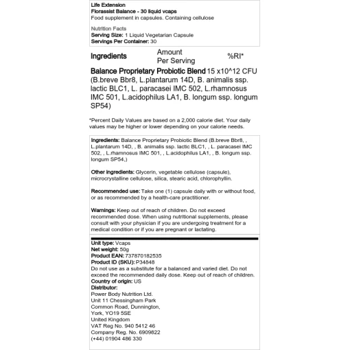 Life Extension - Florassist Balance - 30 υγρές κάψουλες
