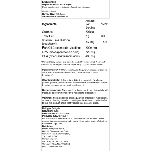 Life Extension - Mega EPA/DHA - 120 softgels