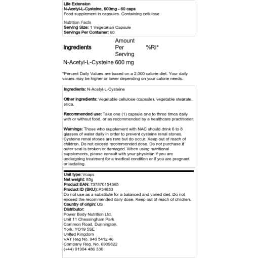 Life Extension - N-Acetyl-L-Cysteine