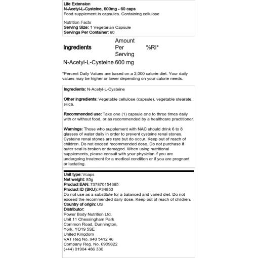 Life Extension - N-Acetyl-L-Cysteine