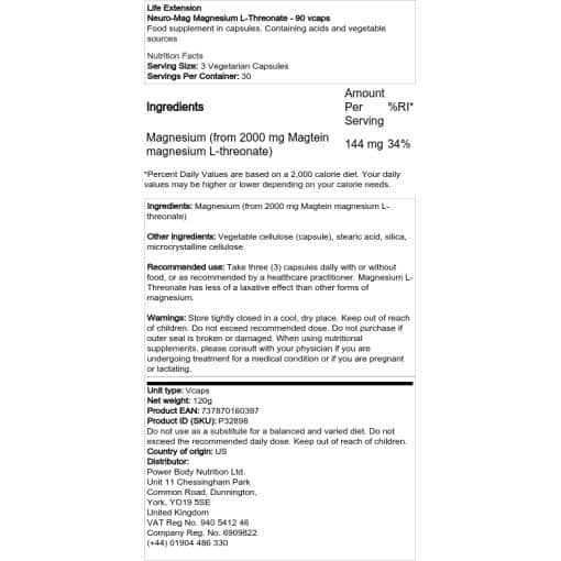 Life Extension - Neuro-Mag Magnesium L-Threonate - 90 vcaps