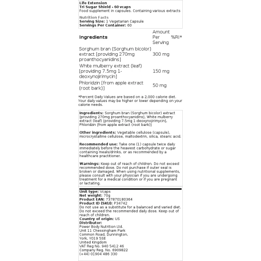 Life Extension - Tri Sugar Shield - 60 vcaps