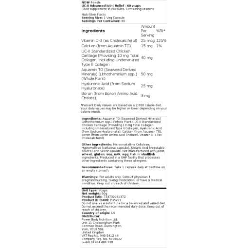 NOW Foods - UC-II Advanced Joint Relief - 60 vcaps