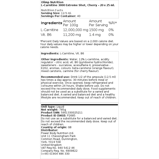 Olimp Nutrition - L-Carnitine 3000 Extreme Shot