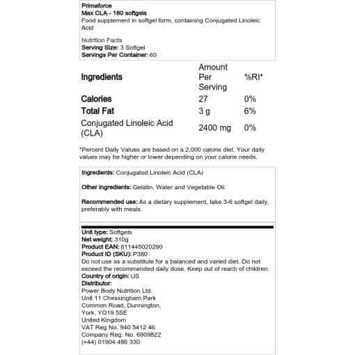 Primaforce - Max CLA - 180 softgels