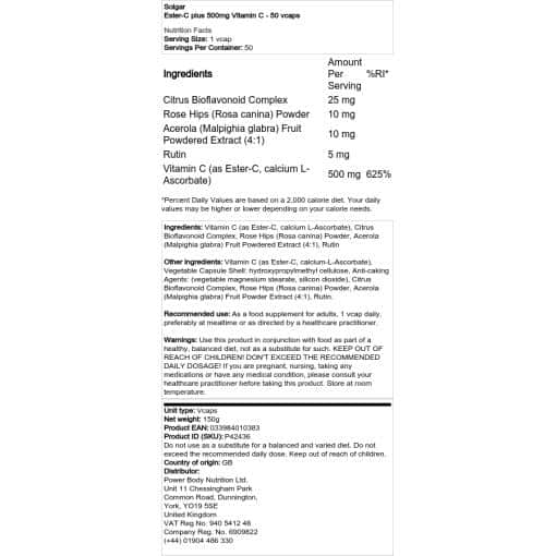 Solgar - Ester-C plus 500mg Βιταμίνη C - 50 vcaps