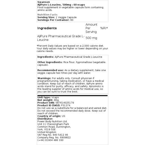 Swanson - AjiPure L-Leucine