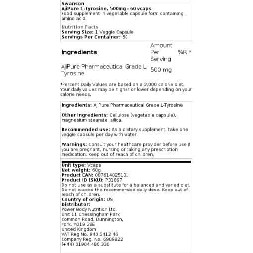 Swanson - AjiPure L-Tyrosine