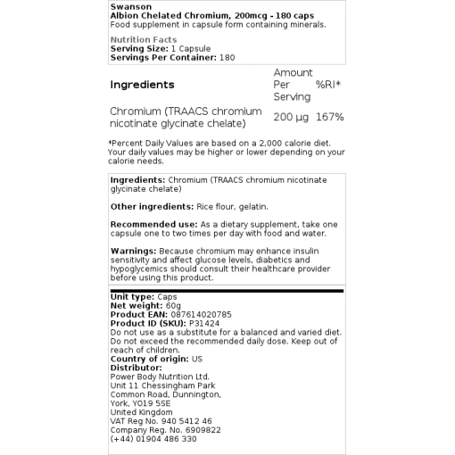 Swanson - Albion Chelated Chromium