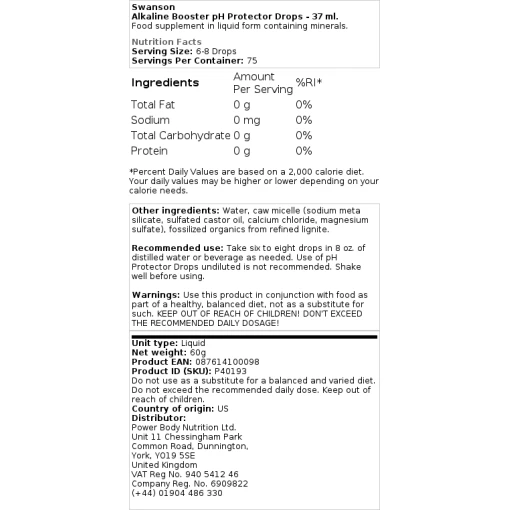 Swanson - Alkaline Booster pH Protector Drops - 37 ml.