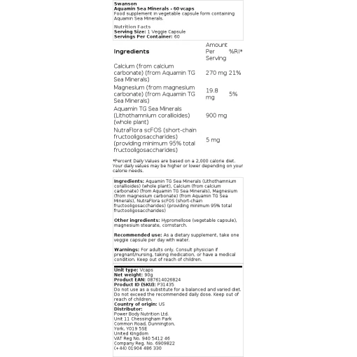 Swanson - Aquamin Sea Minerals - 60 vcaps