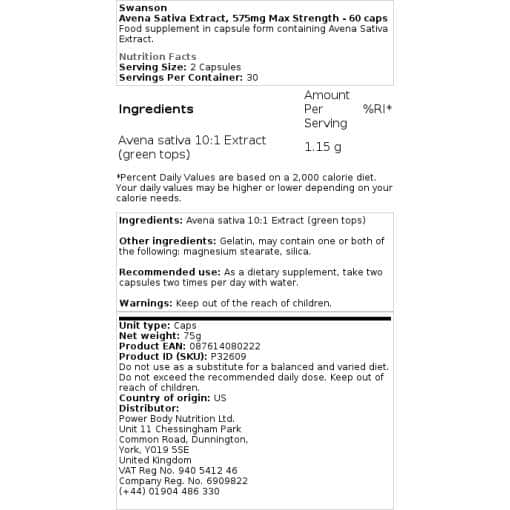 Swanson - Avena Sativa Extract