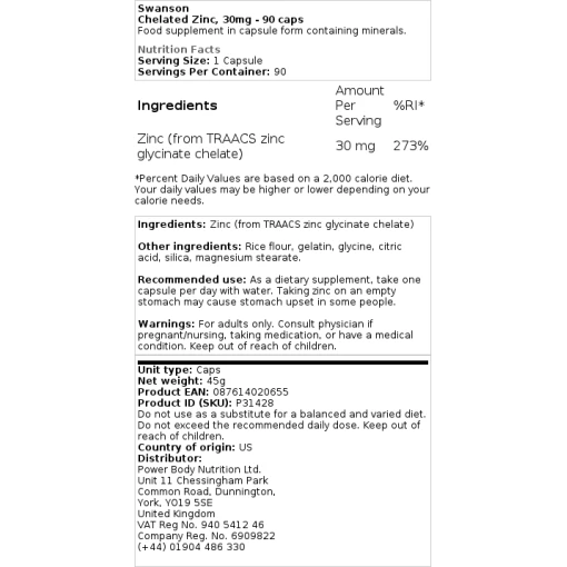 Swanson - Chelated Zinc