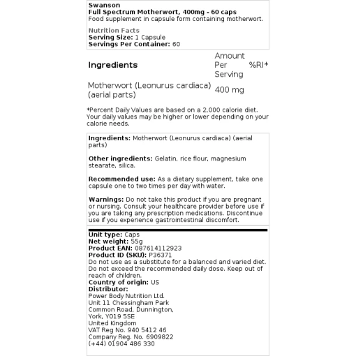 Swanson - Full Spectrum Motherwort