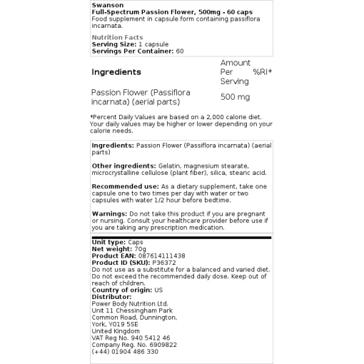 Swanson - Full-Spectrum Passion Flower