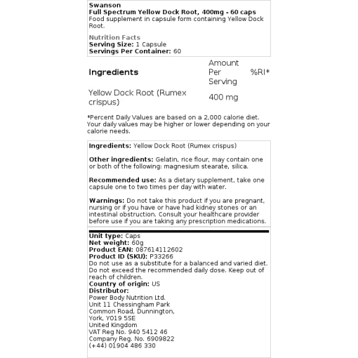 Swanson - Full Spectrum Yellow Dock Root